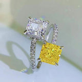 Outstanding Silver Yellow AAAAA High Carbon Diamond Resizable Big Rings For Women - Sparkling Fine Jewellery