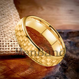 Carbon Fiber Inlay 4/6/8mm Gold Tungsten Engagement Wedding Rings for Men Women