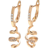 14 Karat Gold Filled Simple Geometric AAA Zircon Diamonds Long Drop Earrings For Women