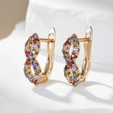 Full Shiny Colourful 14K Filled Rose Gold AAA Zircon Crystals Huggie Earrings, Fashion Party Girls Daily Jewellery