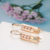 14K Rolled Gold Piercing Glossy AAA Zircon Diamonds Hang String Earrings Unusual Jewellery