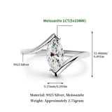 GRA Certified 5x10mm Marquise Cut Moissanite Diamond Solitaire Rings, 925 Sterling Silver Wedding Fine Jewellery