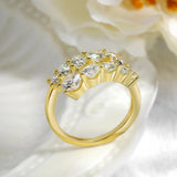 3.26 Carat D Colour Double Row Moissanite Diamonds Rings - S925 Silver 18K Gold Plated  Wedding Engagement Jewellery