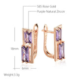 Luxury Asymmetrical Rolled 14K Rose GoldPurple AAA Zircon Crystals Square Geometric Dangle Earrings