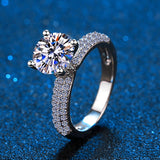 Amazing 100% Real Moissanite With Pave Band 2CT 925 Sterling Silver Diamond  Engagement Wedding Dream Bridal Rings