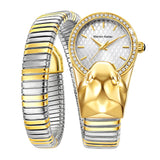 New Snake-Shaped Zircon Diamond-Set Quartz Women's Bold Fashion Watch