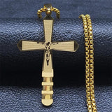 Cross Christian Church Prayer Necklace - Stainless Steel Gold Colour Bible Amulet Necklaces Jewellery - The Jewellery Supermarket