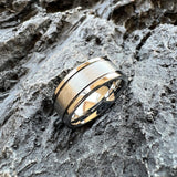 Double Grooved High Polished Shiny 8mm Mens Tungsten Engagement Rings Comfort Fit