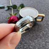 New Classic Hammered 6MM/8MM Domed Tungsten Wedding Rings for Men and Women - Comfort Fit Fashion Jewellery - The Jewellery Supermarket