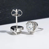 Elegant Heart Shape Flower 1ct D Colour Moissanite Diamonds Earrings for Women - Silver Sparkling Fine Jewellery - The Jewellery Supermarket