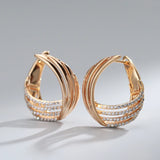 14K Gold Filled Trendy Twist Large Hoops Multilayer AAA Zircon Diamonds Earrings