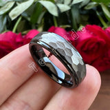New Multi-Faceted Brushed Finish 6mm 8mm Stylish Tungsten HammerWedding Rings For Men Women - Trendy Jewellery - The Jewellery Supermarket