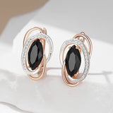 14 Karat Gold Filled Unusual Shiny Black White AAA Zircon Crystals Dangle Luxury Earrings