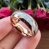 Bright Meteorite Inlay Tungsten Engagement Wedding Band Valentine's Day Gift Comfort Fit Jewellery for Men Women