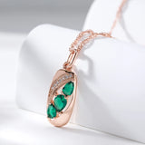 14K Gold Filled Unusual Green AAA Zircon Crystal Vintage Fine Pendant Necklace For Women
