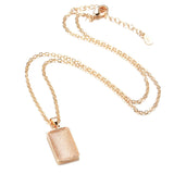 Trendy Elegant Glossy 14K Rolled Rose Gold Square Pendant Necklace For Women - Party Fine Jewellery