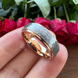 New Trendy Stepped Brushed Finish 6MM 8MM Multicolors Hammer Tungsten Comfort Fit Wedding Rings For Men and Women - The Jewellery Supermarket