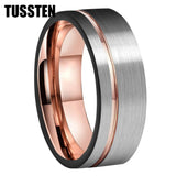 New Arrival Offset Grooved Brushed Black Rose Men Women Tungsten Carbide Comfort Fit Wedding Ring - The Jewellery Supermarket