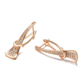 14K Rolled Gold Innovative Design AAA Zircon Diamonds Drop Fashion Earrings for Women