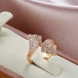 New Design 14K Rolled Rose Gold Micro Wax Inlay AAA Zircon Diamonds Open Ring - Modern Fashion Jewellery