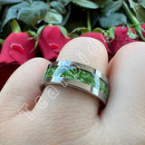 Pipe Cut Polished Finish Groove Inlay Silver Colour Men Women Tungsten Wedding Rings