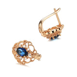 14 Karat Gold Filled Trend Blue AAA Zircon Diamonds Romantic Hollow Flower Earrings