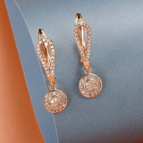 14K Gold Filled AAA Zircon Diamonds Hearts & Arrows Stone  Metal Flower Drop Earrings