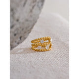 18K Gold Plated Exquisite Stainless Steel AAA Cubic Zirconia Multi Layer Stylish Ring