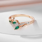 14K Rolled Gold Silver Green Drop AAA Zircon Crystals Luxury Trendy Rings
