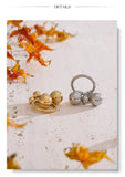 18K Gold Plated Stainless Steel Beads Ball Handmade Ring Trendy Charm Jewellery