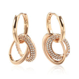 Fashion Double Hoop 14K Rolled Rose Gold AAA Zircon Diamonds Trending Earrings For Women