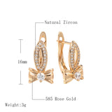 14K Gold Filled Micro Inlay AAA Zircon Diamonds Bow Fashion Clip Handmade Earrings