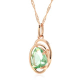 Luxury Geometric Light Green Rolled 14K Rose Gold AAA Zircon Crystals Necklace For Women - Trendy Jewellery