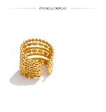 18K Gold Plated Personalized Stainless Steel Layered Wide Golden Ring