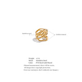 18K Gold Plated Trendy Stainless Steel Layered Hollow Geometric Wide Fashion Ring