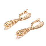 14 Karat Gold Filled AAA Zircon Diamonds Glossy Weaving Ethnic Dangle Earrings for Women
