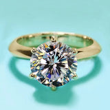 1Ct - 3Ct Diamond Solitaire Silver Yellow GP VVS1 D Colour Moissanite Diamond Ring