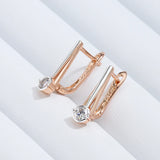 Luxury Slim Design 14 Karat Rolled Gold Mix AAA Zircon Diamonds Earrings