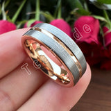 Brushed And Center Groove Finish 6MM Men Women Tungsten Wedding Rings