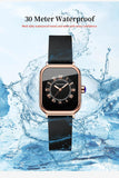 New Women's Square Watch - Fashion Silicone Strap Simulated Smart Dial 35mm Black Rose Gold Quartz Movement Watch
