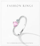 Romantic Dazzling Pink Heart AAAA Lab Created Diamond 925 Sterling Silver Ring