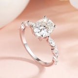 Super 1CT 2CT Oval Cut VVS1 D Colour Moissanite Diamond Wedding 18KGP Silver Ring