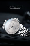PLAYBOY Casual Simple Automatic Mechanical Men's Watches Original Waterproof Calendar High Quality Watch for Men