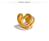 18K Gold Plated New Irregular Stainless Steel Stylish Unique Texture Distinctive Ring