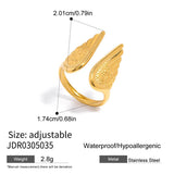 Classic Two-Colour Angel Wings Minimalist 18K Gold Plated Stainless Steel Open Ring
