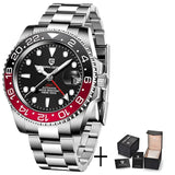 New Top DesignLuxury Men Mechanical Wristwatches Stainless Steel GMT Watch Sapphire Glass Wristwatches for Men