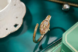 Fashion Snake Bling Watch Bracelet Copper Inlaid Rhinestones Cuff Bangle For Women
