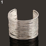 New Fashion Women's Multilayer Metal Wires Strings Wide Arm Cuff  Bracelet Bangle For Women