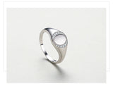 Round Signet Halo of  AAAA Lab Created Diamonds 925 Silver Personality Ring