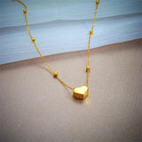 New Stainless Steel Gold Colour Heart Love Chain Necklace Bracelets For Women - New Fashion Non-fading Jewellery Set - The Jewellery Supermarket